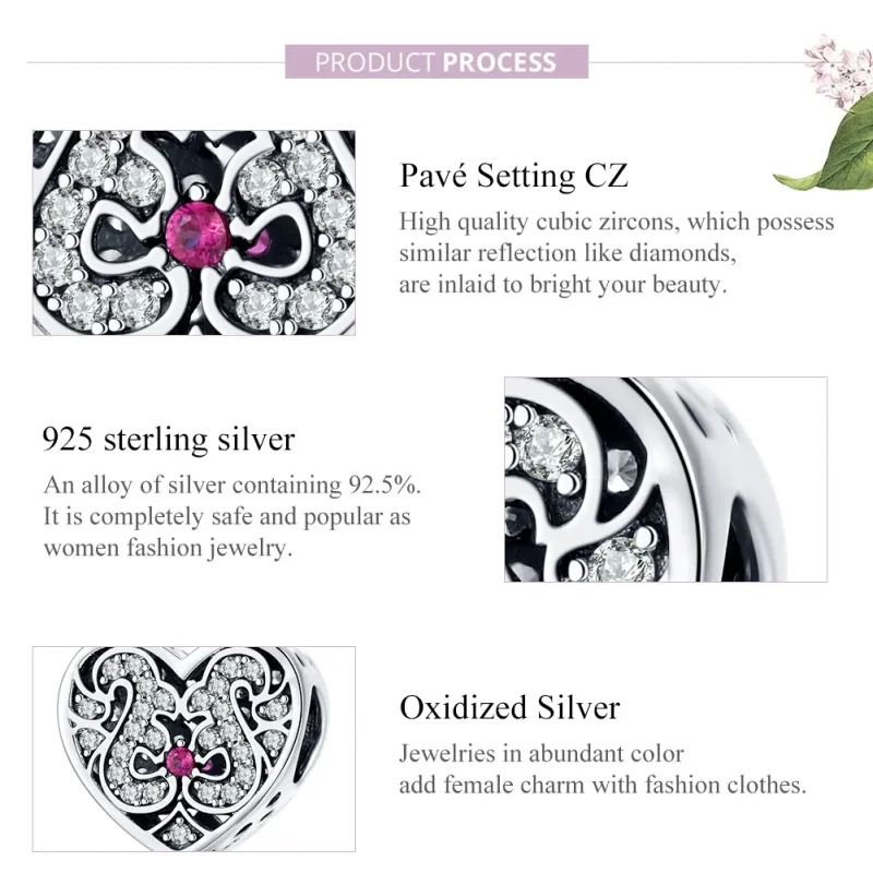 (image for) Pandora Style Silver Always In My Heart Charm - SCC1415 - View 8