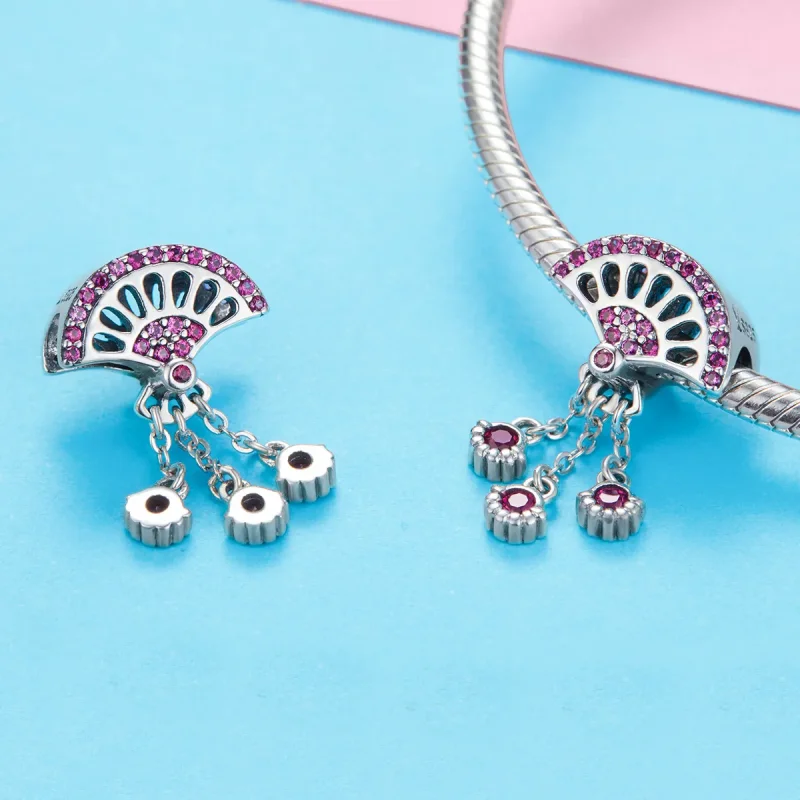 (image for) Pandora Style Silver Ancient Fan Dangle - SCC1070 - View 3