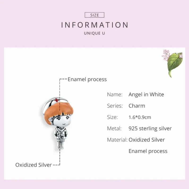 (image for) Pandora Style Silver Angel In White Nurse Rn Charm - SCC1548 - View 7