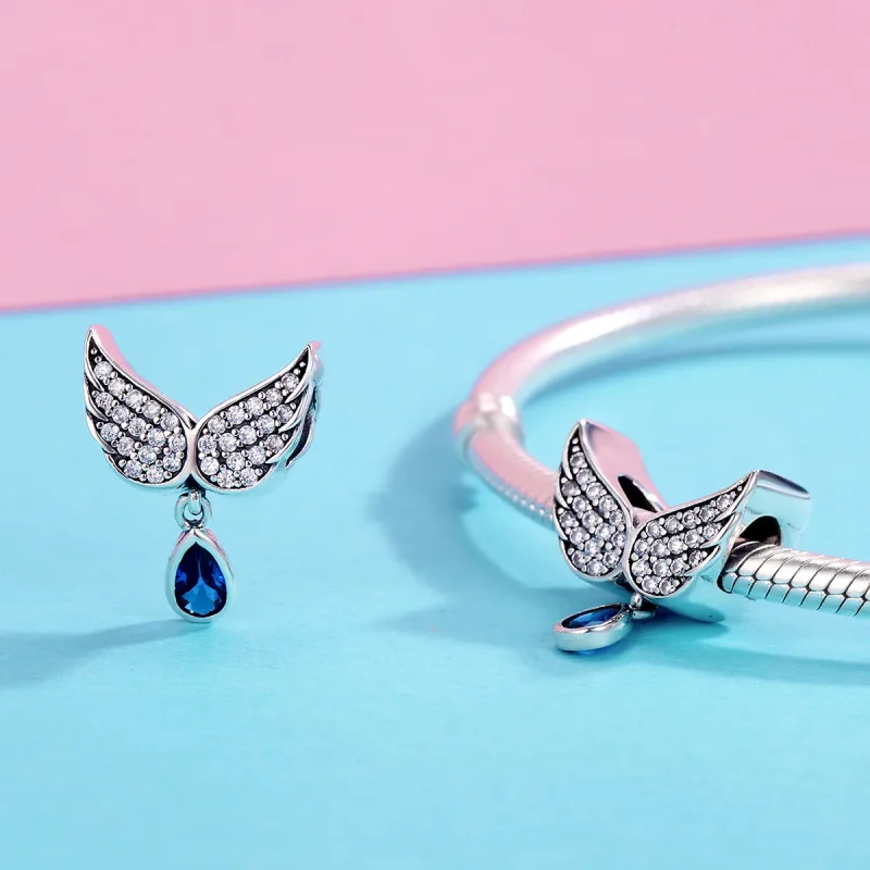 (image for) Pandora Style Silver Angel Wings Charm - SCC481 - View 4