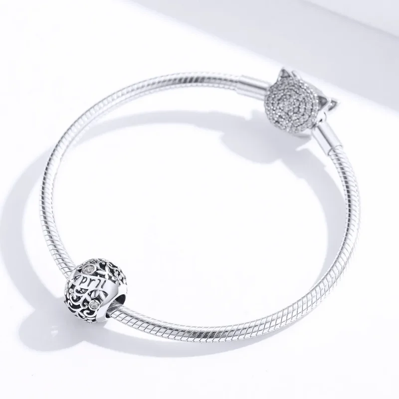 (image for) Pandora Style Silver April Birthstone Charm - SCC1385-4 - View 2
