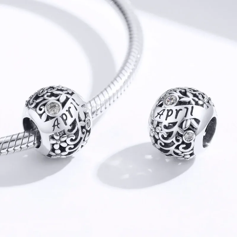 (image for) Pandora Style Silver April Birthstone Charm - SCC1385-4 - View 3