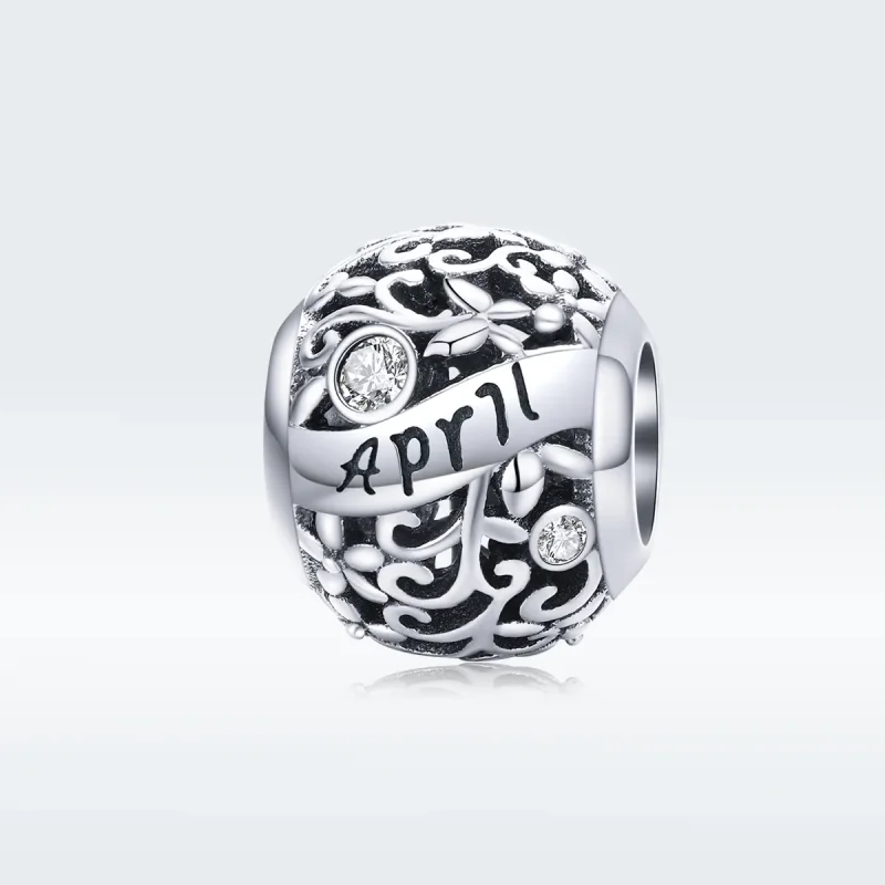 (image for) Pandora Style Silver April Birthstone Charm - SCC1385-4 - View 5