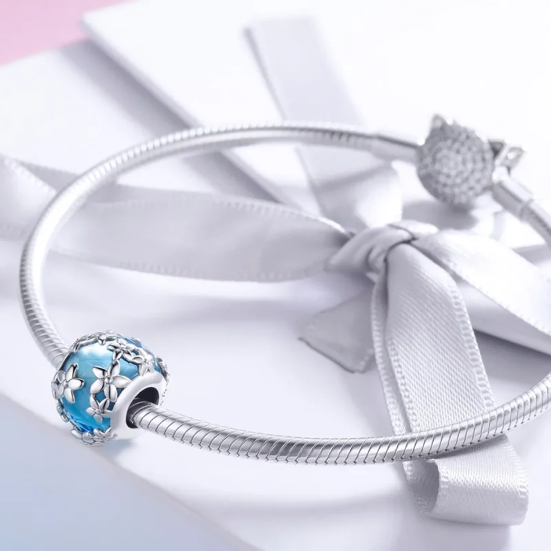 (image for) Pandora Style Silver Aquamarine Daisy'S Confession Charm - SCC878 - View 3