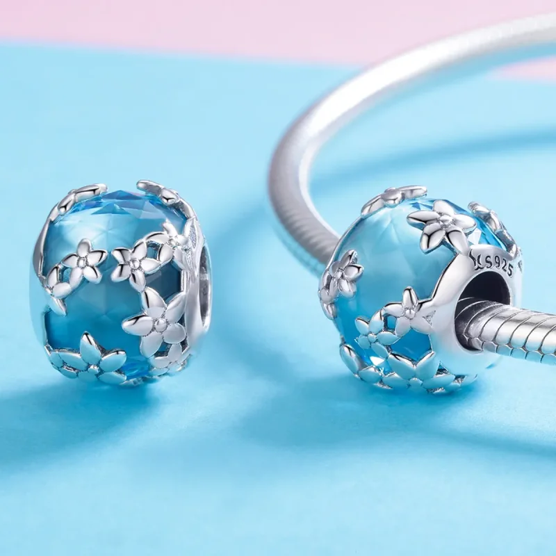 (image for) Pandora Style Silver Aquamarine Daisy'S Confession Charm - SCC878 - View 4
