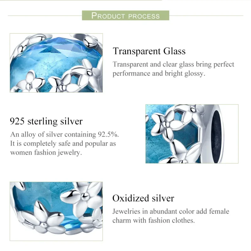 (image for) Pandora Style Silver Aquamarine Daisy'S Confession Charm - SCC878 - View 7