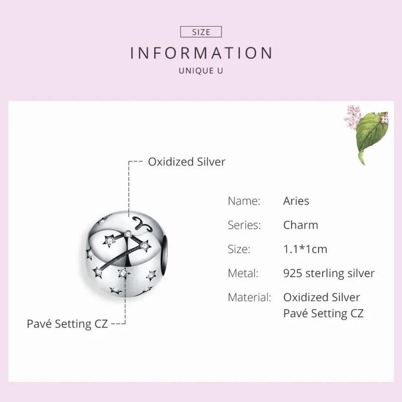 (image for) Pandora Style Silver Aries Charm - SCC1218-1 - View 3