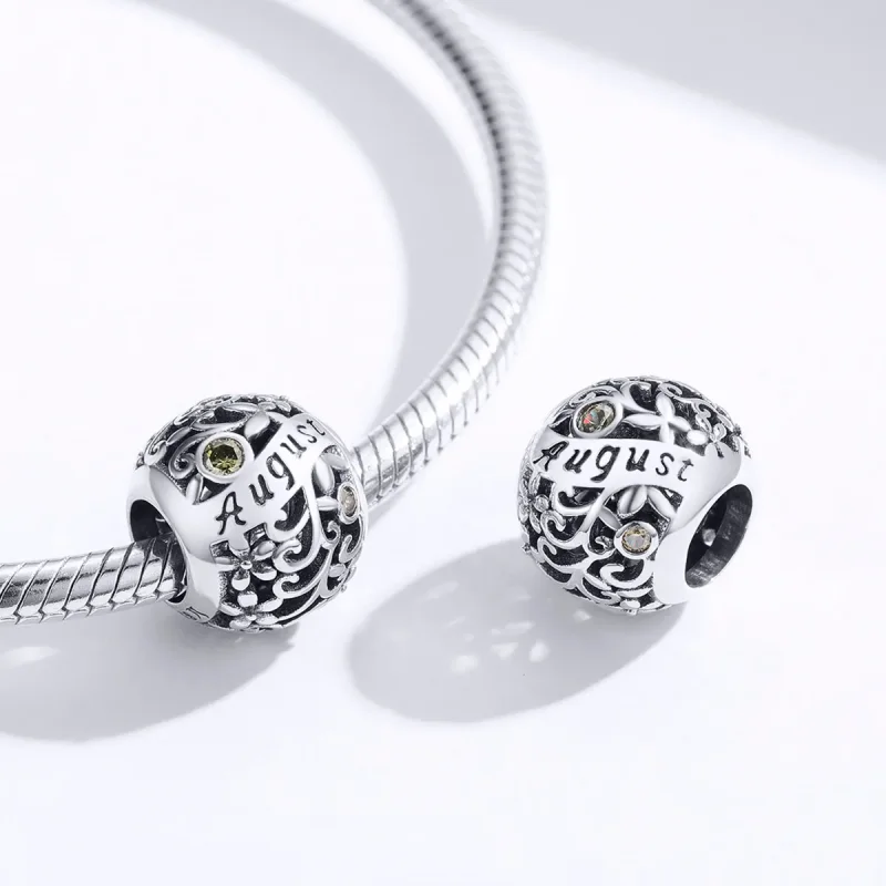 (image for) Pandora Style Silver August Peridot Birthstone Charm - SCC1385-8 - View 3