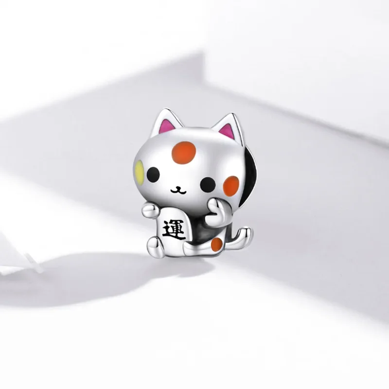 (image for) Pandora Style Silver Auspicious Money-Grabbing Cat Charm - SCC1855 - View 2