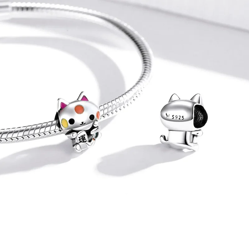 (image for) Pandora Style Silver Auspicious Money-Grabbing Cat Charm - SCC1855 - View 4
