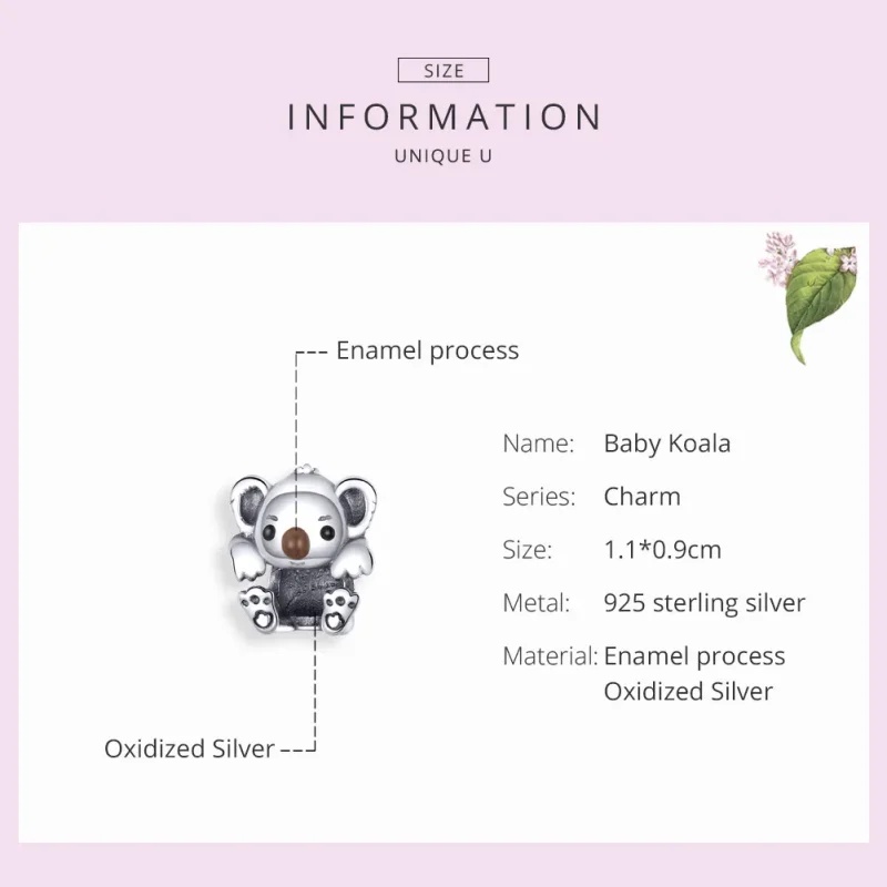 (image for) Pandora Style Silver Baby Koala Charm - SCC1304 - View 3