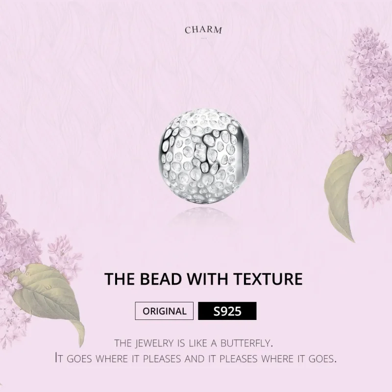 (image for) Pandora Style Silver Bead with Texture Charm - SCC1245 - View 2