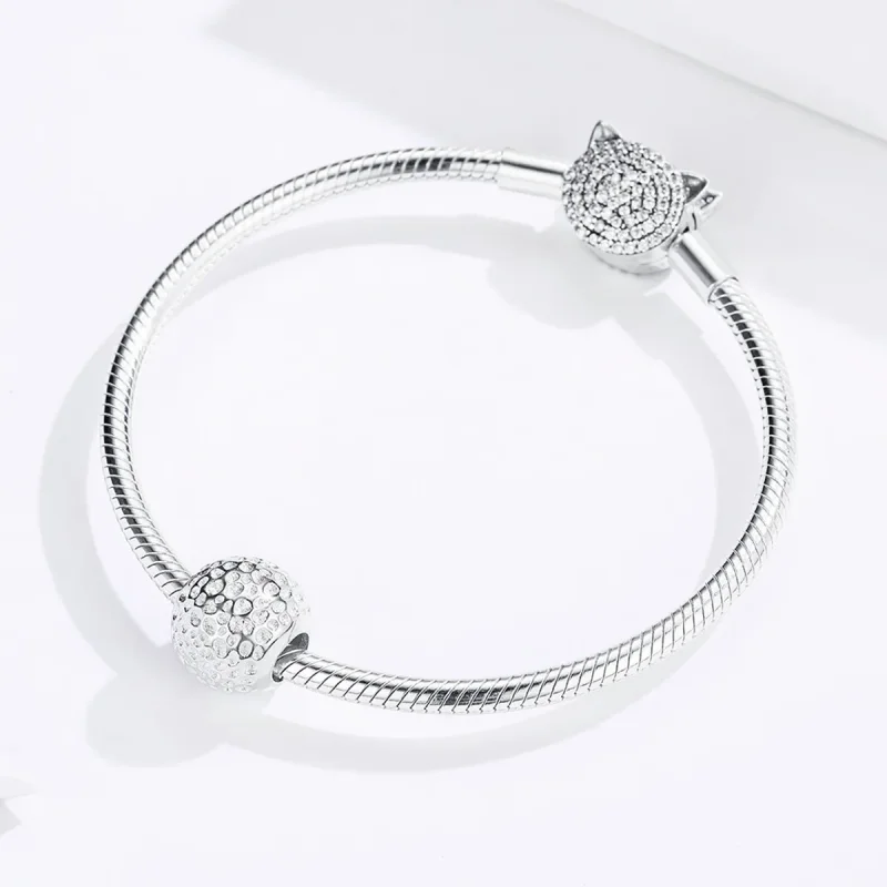 (image for) Pandora Style Silver Bead with Texture Charm - SCC1245 - View 3