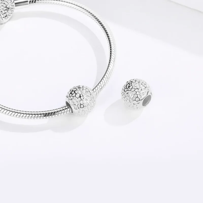 (image for) Pandora Style Silver Bead with Texture Charm - SCC1245 - View 4