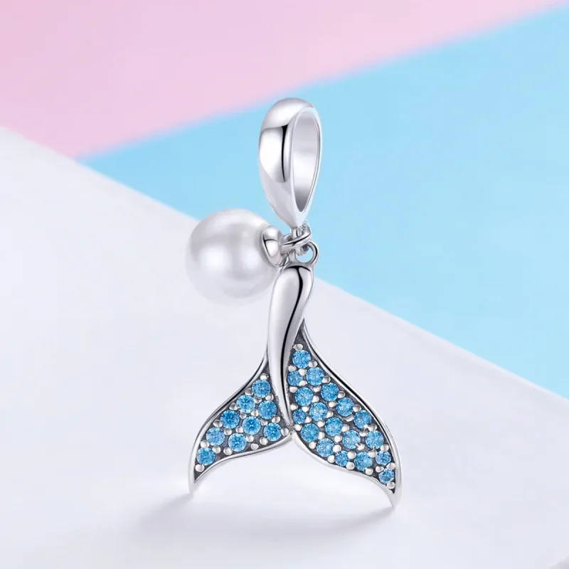 (image for) Pandora Style Silver Beaded Mermaid Tail Charm - SCC877 - View 2