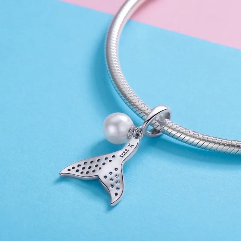(image for) Pandora Style Silver Beaded Mermaid Tail Charm - SCC877 - View 4