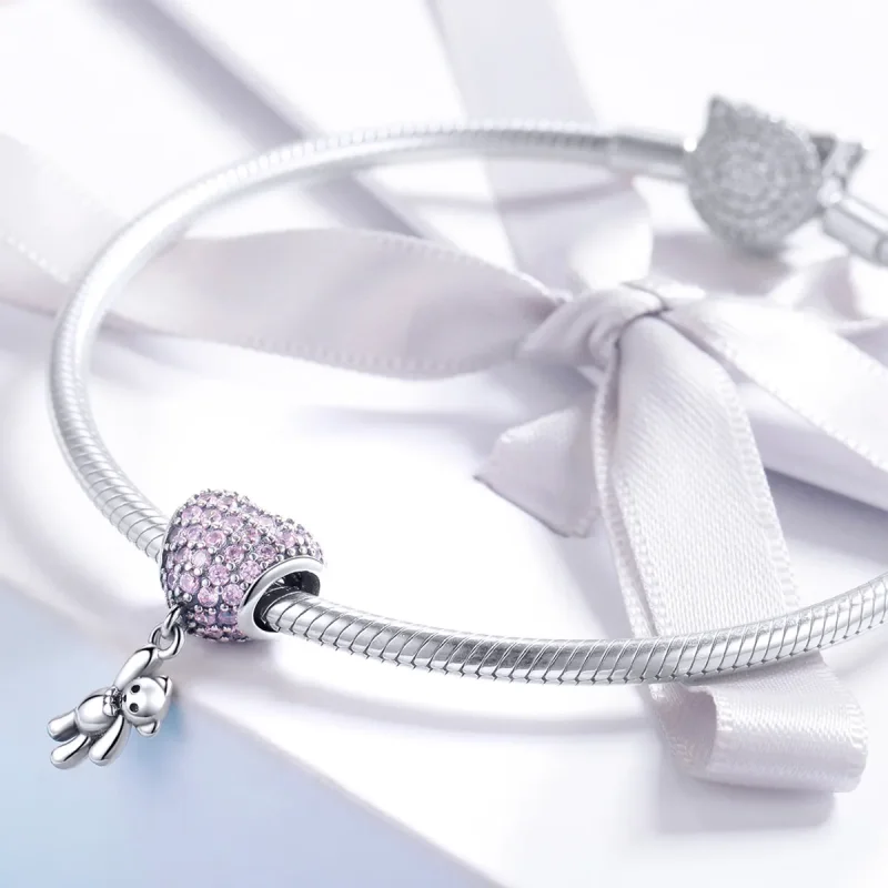 (image for) Pandora Style Silver Bear and Balloon Charm - SCC1054 - View 3
