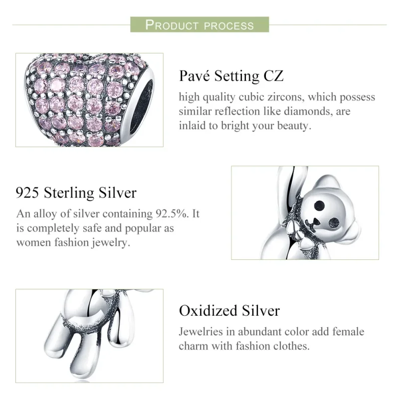 (image for) Pandora Style Silver Bear and Balloon Charm - SCC1054 - View 6