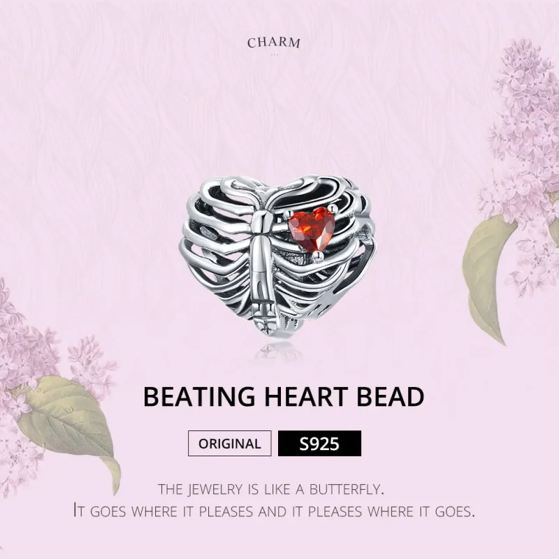(image for) Pandora Style Silver Beating Heart Charm - SCC1764 - View 6
