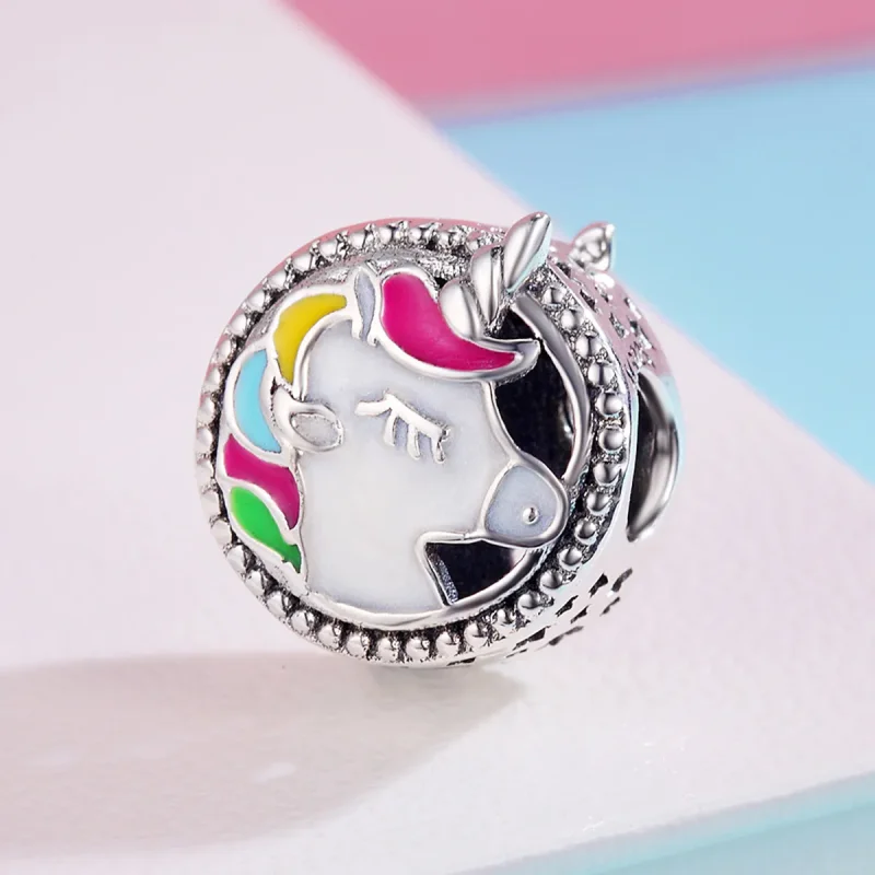 (image for) Pandora Style Silver Beautiful Unicorn Charm - SCC362 - View 3