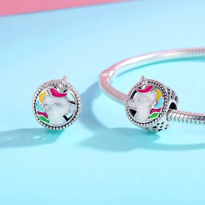 (image for) Pandora Style Silver Beautiful Unicorn Charm - SCC362 - View 4