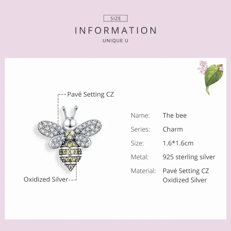 (image for) Pandora Style Silver Bee Charm - SCC1194 - View 3