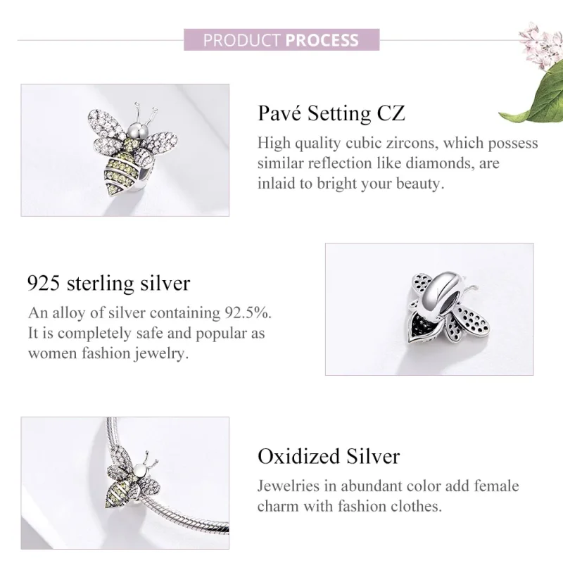 (image for) Pandora Style Silver Bee Charm - SCC1194 - View 4