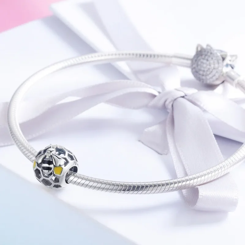 (image for) Pandora Style Silver Bee'S Hive Charm - SCC779 - View 3