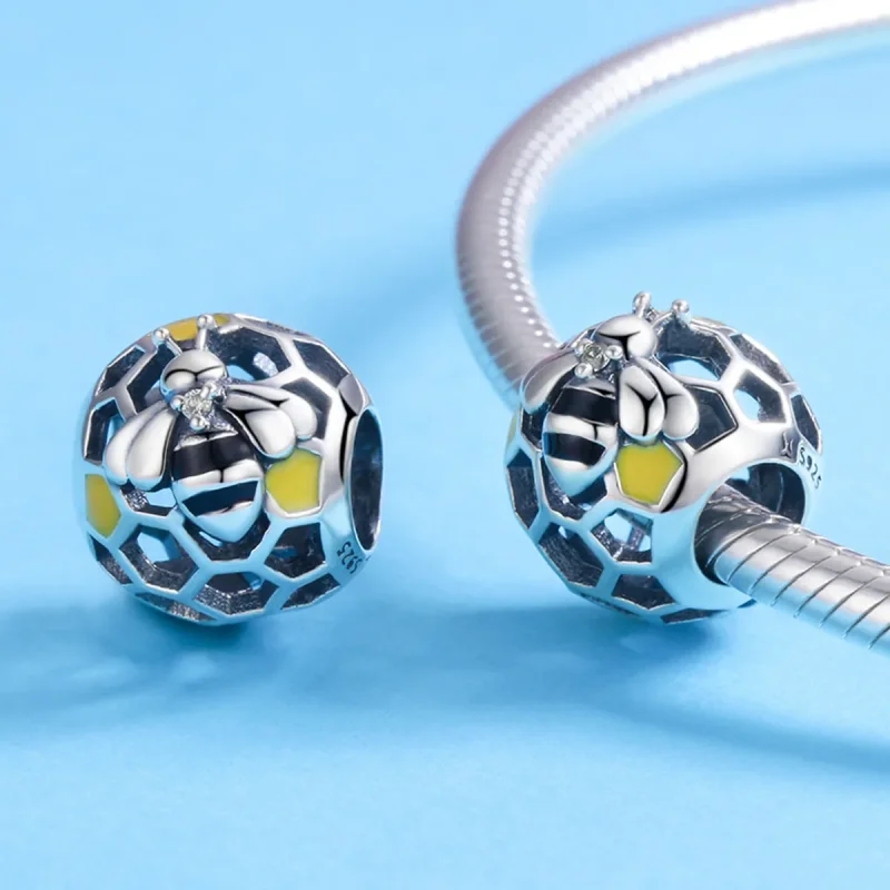 (image for) Pandora Style Silver Bee'S Hive Charm - SCC779 - View 4