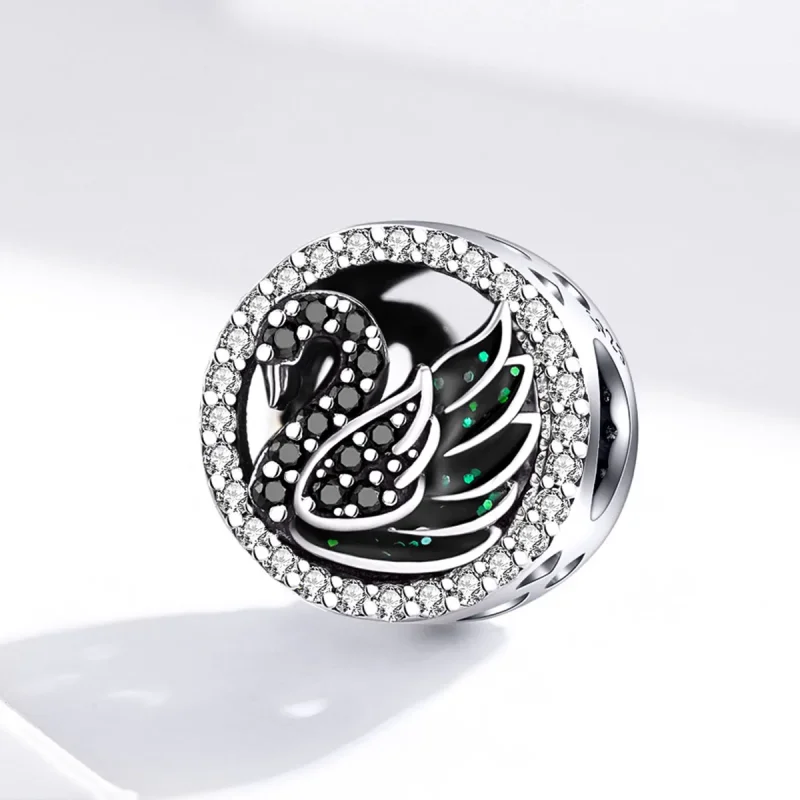 (image for) Pandora Style Silver Black Swan Charm - SCC1342 - View 2