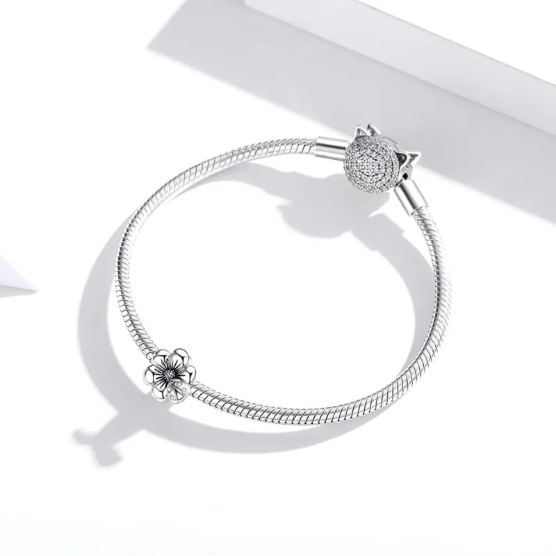(image for) Pandora Style Silver Blooming Flower Charm - SCC1722 - View 3