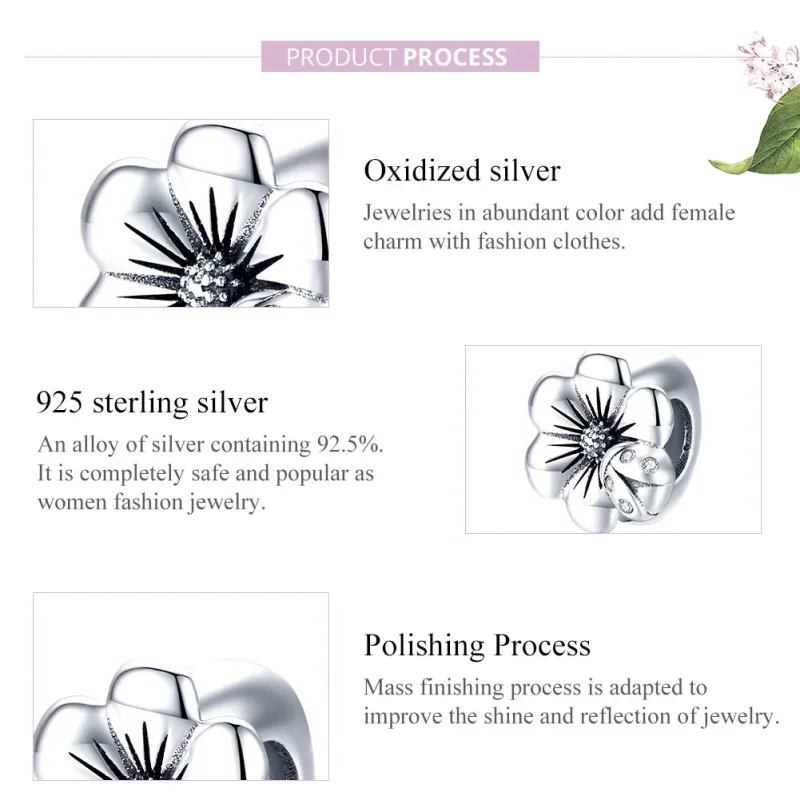 (image for) Pandora Style Silver Blooming Flower Charm - SCC1722 - View 7