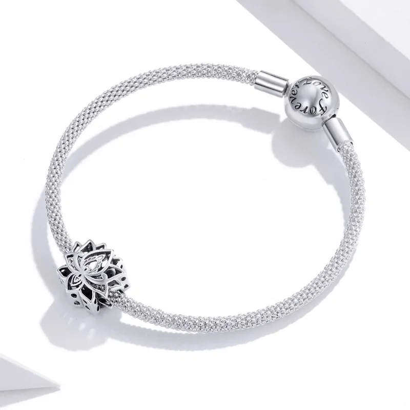 (image for) Pandora Style Silver Blooming Lotus Charm - SCC1724 - View 3