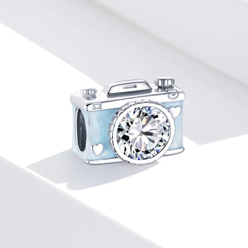 (image for) Pandora Style Silver Blue Camera Charm - BSC264 - View 2