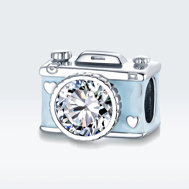 (image for) Pandora Style Silver Blue Camera Charm - BSC264 - View 5