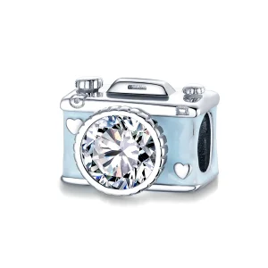 (image for) Pandora Style Silver Blue Camera Charm - BSC264