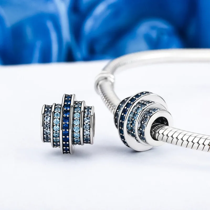 (image for) Pandora Style Silver Blue Rhythm Charm - SCC129 - View 3