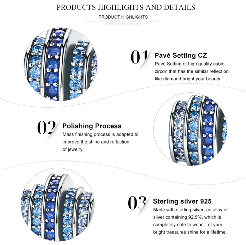 (image for) Pandora Style Silver Blue Rhythm Charm - SCC129 - View 5