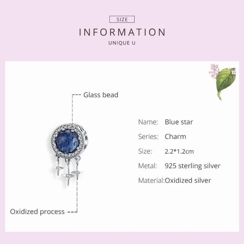 (image for) Pandora Style Silver Blue Star Charm - SCC1432 - View 7