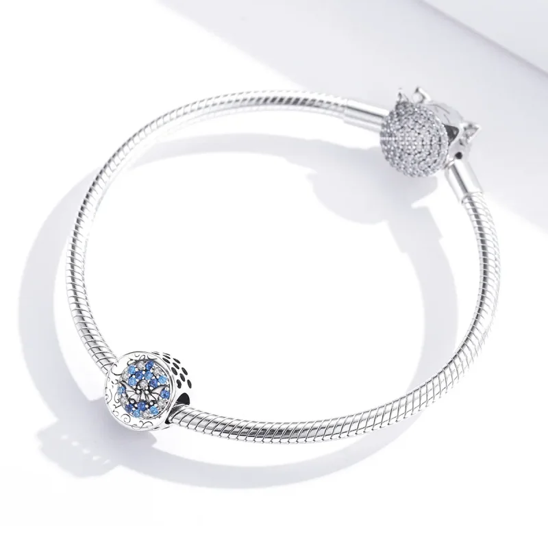 (image for) Pandora Style Silver Blue Stone Mysterious Bat Charm - SCC1554 - View 2