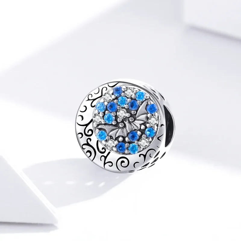 (image for) Pandora Style Silver Blue Stone Mysterious Bat Charm - SCC1554 - View 3