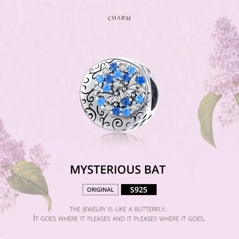 (image for) Pandora Style Silver Blue Stone Mysterious Bat Charm - SCC1554 - View 6