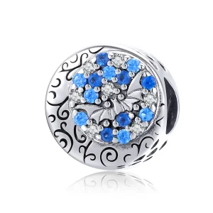 (image for) Pandora Style Silver Blue Stone Mysterious Bat Charm - SCC1554