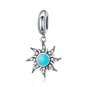 (image for) Pandora Style Silver Blue Sun Dangle Charm - SCC1068