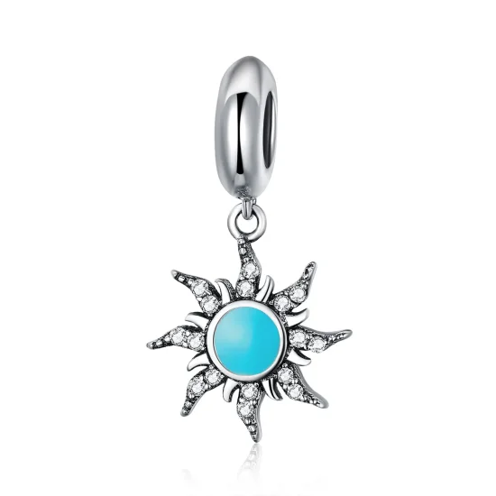 (image for) Pandora Style Silver Blue Sun Dangle Charm - SCC1068