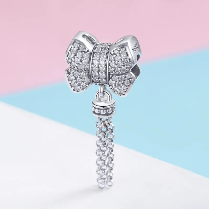 (image for) Pandora Style Silver Bowknot Dangle - SCC1016 - View 2