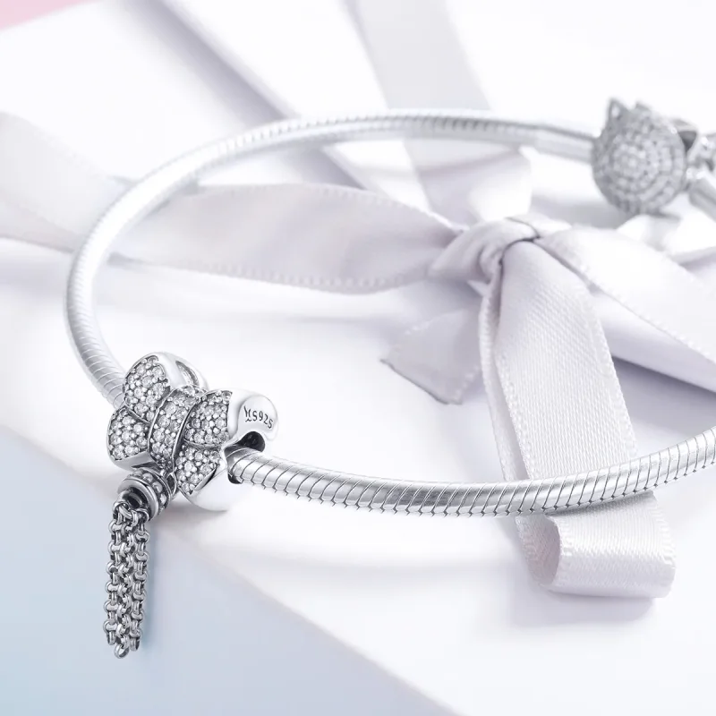 (image for) Pandora Style Silver Bowknot Dangle - SCC1016 - View 3