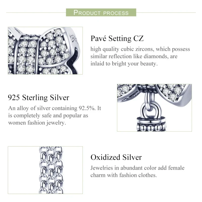(image for) Pandora Style Silver Bowknot Dangle - SCC1016 - View 6