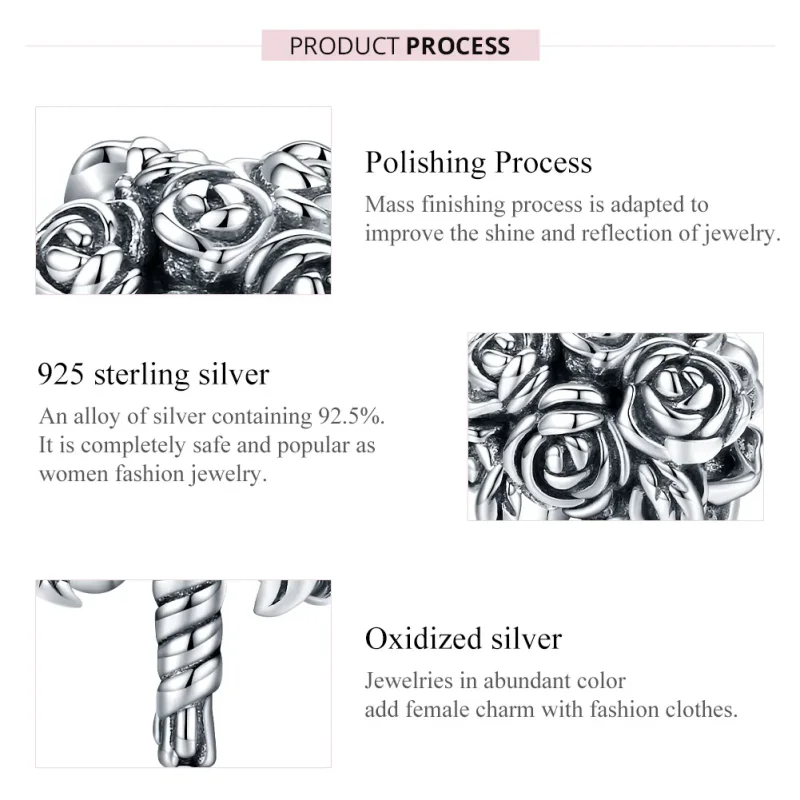 (image for) Pandora Style Silver Bridal Bouquet Charm - SCC1566 - View 7