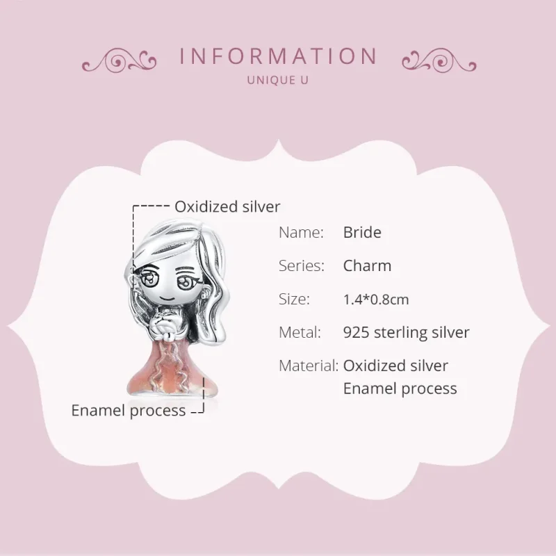 (image for) Pandora Style Silver Bride Charm - SCC1811 - View 6